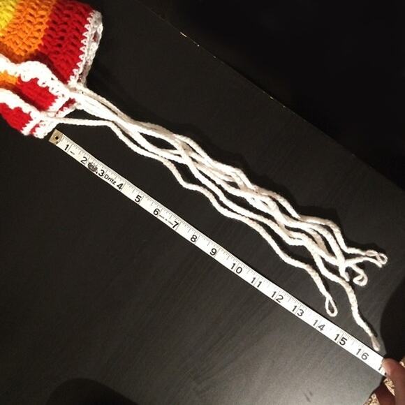 Large Rainbow Halter Top crochet handmade tie at neck and two around chest crop - Picture 10 of 10